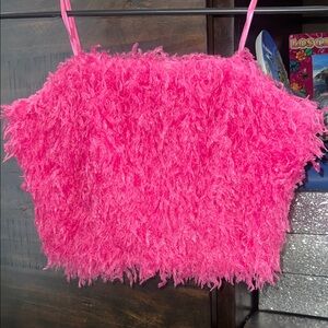 Fuzzy Pink Crop Top